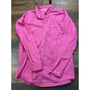 Cinch Shirt Mens Large Long Sleeve Relaxed Fit Pink Rodeo Western Cowboy Cotton